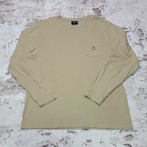 2XL LS Pocket T Streetwear Skate Teddy Fresh Bear Mens Trendy Embroidered Tan LN